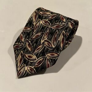 Charvet 100% Silk Black and Gold Patterned Tie